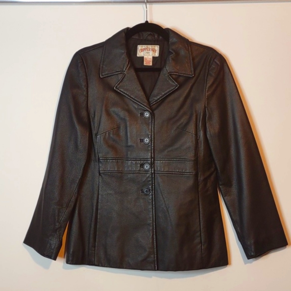 Copper Key Large (girls) Black Leather Jacket